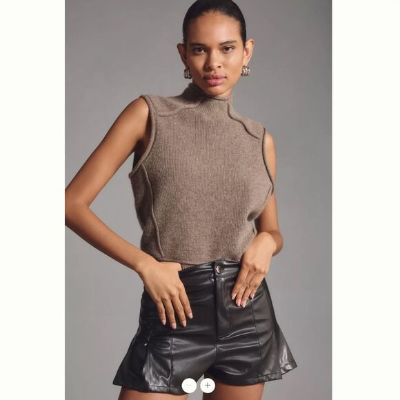 Anthropologie MABLE Faux Leather Skirty Shorts - Picture 1 of 4
